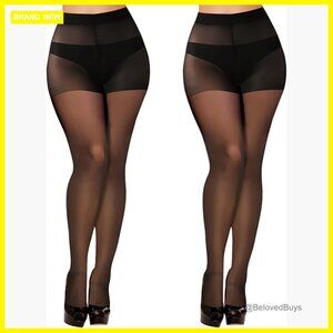 Sheer 20D Tights 2-Pack High Waist Tummy Control Nylon Spandex